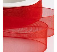 Italian Options Nastro in organza, 25 mm x 20 m, colore: rosso