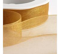 Italian Options Nastro in organza, 38 mm x 20 m, colore: oro antico