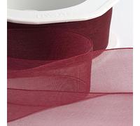 Italian Options Nastro in organza chiffon, rotolo da 7 mm x 50 m, bordeaux