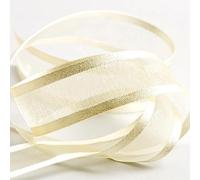 Italian Options - Nastro in organza con bordo satinato, 25 mm x 25 m, avorio
