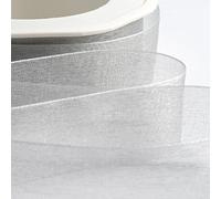 Italian Options Nastro in organza in chiffon, 7 mm x 50 m, colore: Argento