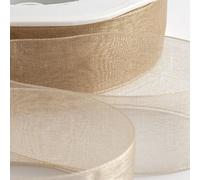 Italian Options Nastro in organza in chiffon, 7 mm x 50 m, colore: Beige