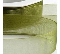 Italian Options Nastro in organza in chiffon, rotolo da 7 mm x 50 m, verde muschio