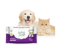 Italian Pet - Salviette Biodegradabili Aloe Vera e Lavanda - Salviette Detergenti Umidificate per Zampe, Muso e Pelo di Cani, Gatti, Conigli, Animali Domestici - 50 Salviette BIO Monouso (1)