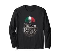 Italian Roots - Bandiera Italia Colori Albero Genealogico Souvenir Maglia a Manica