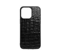 ITALIAN SKINS® Cover compatibile con iPhone in Vera Pelle con effetto trama Pitone o Coccodrillo -Made in Italy- Prodotto Artigianale- (Coccodrillo Nero, 17 Pro)
