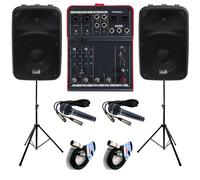 Italian Stage IS SPX10AUB Coppia Casse + MQ6 Mixer +2 Mic + 2 Stativi+2Cavi 10mt