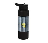 Italian Summer Coastal Lemon Citrus Striped Pattern Stainless Steel Insulated Water Bottle