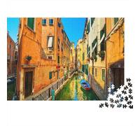 Italian Town Puzzle 1000 Pezzi Materiale Riciclato Venice Puzzles per Ragazzi e Ragazze di 6 Anni in Su Educativo Gioco Challenge Giocattolo Genitore-Figlio 52x38cm/1000pcs