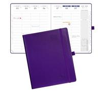 (Italian Version) POPRUN Agenda Settimanale 2026 2027 A5 21,4 x 17,6 cm, Weekly Planner 17 Mesi da Ago.2026 a Dic.2027, Copertina Morbida in Pelle PU con Carta Spessa da 80 GSM, Viola