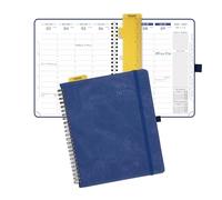 (Italian Version) POPRUN Agenda Settimanale 2026 2027 Spirale A5 21,4 x 17,6 cm, Weekly Planner 17 Mesi da Ago.2026 a Dic.2027, Copertina Morbida in Pelle PU con Carta Spessa da 80 GSM, Blu nero