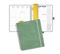 (Italian Version) POPRUN Agenda Settimanale 2026 2027 Spirale A5 21,4 x 17,6 cm, Weekly Planner 17 Mesi da Ago.2026 a Dic.2027,Copertina Morbida in Pelle PU con Carta Spessa da 80 GSM,Verde Mezzanotte