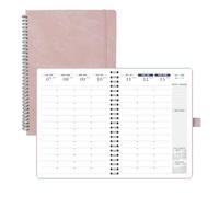 (Italian Version) POPRUN Agenda Settimanale 2026 Verticale Spirale A4 21x29,7cm, Planner 2026 con Intervalli Di 15 Minuti e Angoli a Strappo, Carta Spessa da 100 GSM, Rosa.