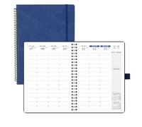 (Italian Version) POPRUN Agenda Settimanale 2026 Verticale Spirale A4 21x29,7cm, Planner 2026 con Intervalli Di 15 Minuti e Angoli a Strappo, Carta Spessa da 100 GSM, Blu Scuro.