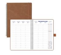 (Italian Version) POPRUN Agenda Settimanale 2026 Verticale Spirale A4 21x29,7cm, Planner 2026 con Intervalli Di 15 Minuti e Angoli a Strappo, Carta Spessa da 100 GSM, Marrone.