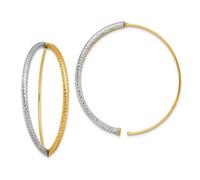 Italiano 14k Bicolore Oro D/C 41mm Grande Split Tubo a Filo Pendente Orecchini