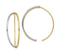 Italiano 14k Bicolore Oro Lucido 40mm Grande Split Tubo a Filo Dangler Orecchini