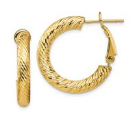 Italiano 14k Oro Giallo 4mm x 24mm Piccolo Taglio Diamante Cavo Omega Orecchini