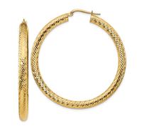 Italiano 14k Oro Giallo 4mm x 50mm Medio Taglio Diamante Vorticoso Orecchini