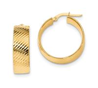 Italiano 14k Oro Giallo 7.85mm x 26mm Piccolo senza Nickel Texture Orecchini