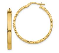 Italiano 14k Oro Giallo Alto Lucidato 3mm x 31mm Taglio Diamante Bordi Orecchini