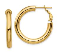 Italiano 14k Oro Giallo Cavo 4mm x 29mm Piccolo Rotondo Tubo Omega Orecchini