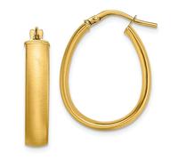Italiano 14k Oro Giallo Piccolo 4.85mm x 23mm Raso Finitura Teardrop Orecchini