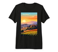 Italiano Colline di Toscana Tramonto Paesaggio Maglietta Premium
