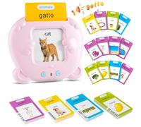 Italiano e Inglese Standard, Flashcard Giocattoli Educativi per Bambini da 1-6 Anni, 112 Fogli 224 Parole per L'apprendimento Audio, Giocattoli Sensoriali Montessori per La Logopedia Dell'autismo Rosa