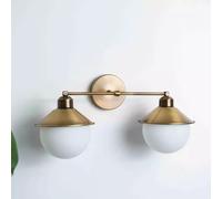 Italiano Industriale Vanità Luce Applique Invecchiato Ottone a Parete Armatura