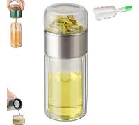 Italiano: Infusore in vetro Tryteava, infusore per tè Alivefuser, doppio scomparto e filtro, design Flip & Brew, vetro borosilicato a doppia parete con filtro in acciaio inox 304 (natural color,420ml)
