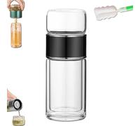 Italiano: Infusore in vetro Tryteava, infusore per tè Alivefuser, doppio scomparto e filtro, design Flip & Brew, vetro borosilicato a doppia parete con filtro in acciaio inox 304 (black,280ml)