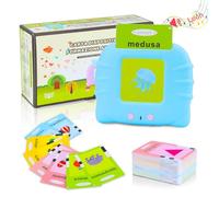 Italiano Standard, Flashcard Giocattoli Educativi per Bambini da 1-6 Anni, 120 Fogli 240 Parole per L'apprendimento Audio, Giocattoli Sensoriali Montessori per La Logopedia Dell'autismo Blu