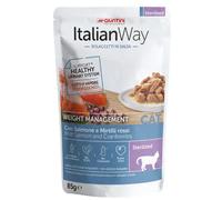 ItalianWay Cat Sfilaccetti in salsa Weight Management Sterilized 85 gr Salmone e mirtilli - Cibo umido per gatti - 1° ORDINE? scegli lo sconto BZR5 / BZR20 + 200 punti fedeltà