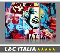 Italiaquadri Marilyn 4 Quadro moderno Pop Art Vintage Stampa Tela 3 pezzi 35x70