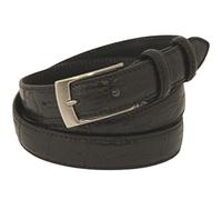 ITALOITALY Cintura in Vera Pelle, ca. 2,5 cm, Effetto Coccodrillo, Doppio Passante, Prodotto Artigianale, Made in Italy, Unisex, Accorciabile (Nero, Girovita 100 cm = Lung. totale cm 115)