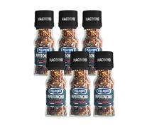 Italpepe, Peperoncino, Spezia Piccante che Esalta Carni, Pesce, Verdure e Cioccolato, Confezione da 6 Vasetti in Vetro con Tappo Macina da 18 Grammi