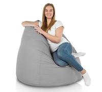 Italpouf Poltrona Sacco XXL Gigante, Interno ed Esterno, Adulti, Riempimento Perle Polistirolo, Sfoderabile, Impermeabile, Argento, 130x100 cm