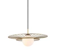 Italux Alison - Sospensione moderna a sospensione dorata a 1 luce con paralume bianco, attacco E27