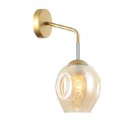 Italux Borgo - Applique da parete moderna dorata, miele 1 luce con paralume ambra, E27