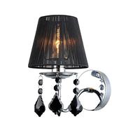 Italux Cornelia - Applique Cromo, Nero 1 Luce con Paralume Tessuto Nero, attacco E14