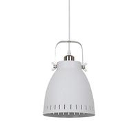 Italux Franklin - Lampada a sospensione industriale e retrò bianca, nichel satinato 1 luce con paralume bianco, E27