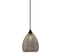Italux Saniya - Pendente a sospensione classico nero 1 luce con paralume argento, attacco E27