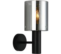 Italux Sardo - Applique Moderna Nera 1 Luce con Paralume Fumè, attacco E27