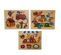Italveneta Didattica- Puzzle Lavori Giardiniere Fruttivendolo Pompiere Legno, Multicolore, Set 3 Pezzi, 0269