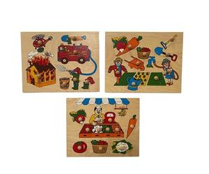 Italveneta Didattica- Puzzle Lavori Giardiniere Fruttivendolo Pompiere Legno, Multicolore, Set 3 Pezzi, 0269