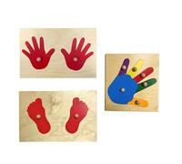 Italveneta Didattica Set Puzzle Mani e Piedi in Legno Montessori - Doppia Mano, Doppio Piede e Mano Singola, Stimola Motricità e Coordinazione, Regalo per Bambini 3-6 Anni