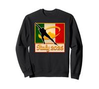 Italy 2026 Speed Skating Vintage Italy Flag Winter Sports Felpa
