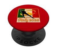 Italy 2026 Speed Skating Vintage Italy Flag Winter Sports PopSockets PopGrip Adesivo