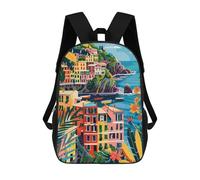 Italy Cinque Terre Minimalist Illustration Zaini, Zaino Per Bambini, Borsa Scolastica Per Studenti, Zaini Da Viaggio Stampati in 3D, Zaino Accessorio Moda, Zaini Impermeabili Per Bambini 17inch